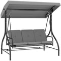 3 Seater Garden Swing Seat with Adjustable Canopy and Fold Flat Bed for Outdoor Relaxing Light Grey Outsunny