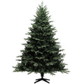 7ft artificial spruce Christmas tree on a black metal stand against a plain white background