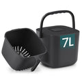 Songmics 7L black compost bin with lid and strainer basket, studio shot