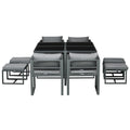 Image of a 8 Seat Patio Dining Set, Space-Saving, Grey