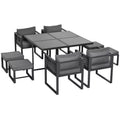 8 Seater Outdoor Dining Table and Chairs Outsunny