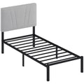 Single Bed Frame with Padded Headboard and 26 cm Underbed Storage Space Black Homcom