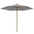Light Grey 2.5m Wooden Garden Parasol Sun Shade Outdoor Patio Umbrella by Outsunny