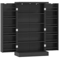Freestanding Kitchen Pantry Cupboard With Adjustable Shelves For Extra Storage Black AOSOM