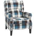 Wingback Recliner Armchair with Footrest for Lounge or Bedroom Comfort Blue