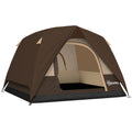 Dome Camping Tent for 3 People Quick Setup Waterproof Shelter with Carry Bag Brown Khaki