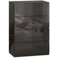 Chest of Drawers with 4 Spacious Handleless Storage Drawers for Bedroom Organisation High Gloss Black AOSOM