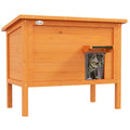 Wooden Insulated Outdoor Cat House with Removable Floor and Open Roof for All Seasons, Orange