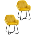 Velvet Plisse Back Accent Chair With Cushioned Seat For Living Room or Bedroom Yellow