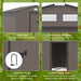 Image of a brown 9 x 6 foot metal garden shed with an apex roof and double doors