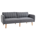 3 Seater Linen Sofa Bed With Adjustable Split Backrest For Lounge Or Guest Room Grey