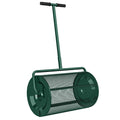 24 Inch Garden Compost Spreader With Adjustable Handle For Seeding And Mulching Green AOSOM