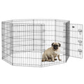 8 Panel Dog Playpen with Door for Indoor Outdoor Use 91cm High Ideal for Small Pets Black