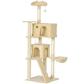 Large 180cm Cat Tree Tower with Hammock Condos and Scratching Posts for Indoor Use Beige AOSOM