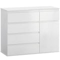 Sideboard with Adjustable Shelf and Soft Close Door for Organised Storage White AOSOM