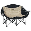 Double Camping Chair for Two with Padded Seats and Carry Bag for Outdoor Relaxing Khaki