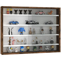 5 Tier Wall Display Cabinet With Glass Doors And Adjustable Shelves Rustic Brown by HOMCOM