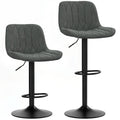 Adjustable Kitchen Island Bar Stools with Swivel and Padded High Back Set of 2 Charcoal Grey