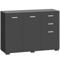 Sideboard with Adjustable Shelves and Drawers for Living Room or Dining Storage Black AOSOM