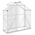 Walk In Polycarbonate Greenhouse With Sliding Door Rain Gutter And Base Frame Silver