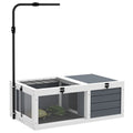 Wooden Tortoise Table with Adjustable Lamp Holder and Storage Trays for Indoor Use, Grey