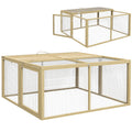 Large Wooden Rabbit Hutch for 2–3 Pets with Easy Access and Foldable Design Natural Wood AOSOM