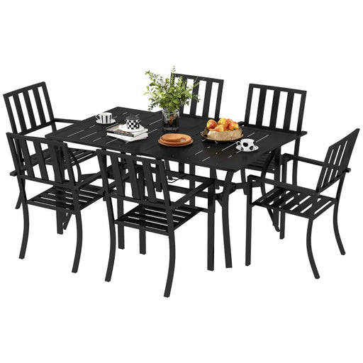 Image of a 7 Piece Garden Dining Set by Outsunny, Black