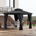 Aluminium Frame Hardtop Gazebo with 2-Tier Roof & Mesh Netting Sidewalls, 3x3.7m, Dark Grey Outsunny