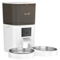 Automatic Cat Feeder for Two Cats with App Control and Camera for Scheduled Feeding White AOSOM