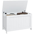 Wooden Toy Storage Chest With Safety Hinges and Cut Out Handles For Living Room, White