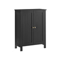 Double Door Bathroom Floor Cabinet in Ink Black with Adjustable Shelves by Vasagle, 60x30x80cm