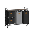 Large 150L Laundry Hamper with 4 Sorting Compartments in Brown Black and Grey by Vasagle