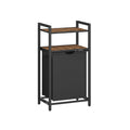 Rustic Brown and Black Laundry Basket 65L with Handles and Sturdy Frame by Vasagle