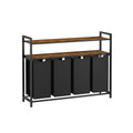 Laundry Sorter with 4 Removable Bags Rustic Brown and Black Rolling Hamper by Vasagle