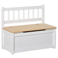 Wooden Toy Storage Bench with Safety Lid Doubles as Seat and Organiser, White
