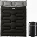 Double Sleeping Bag for Two Adults with Split Design for Warm Camping Nights Black