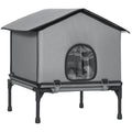 Waterproof Insulated Outdoor Cat House with Elevated Base for Feral Cats Grey AOSOM