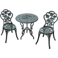 3 Piece Cast Aluminium Bistro Set, Green Outsunny