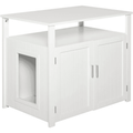 Grey Wooden Cat Litter Box Enclosure, Shelf, Double Doors Pawhut