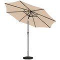 Garden Parasol with Adjustable UPF30+ Shade and Stable Base for Outdoor Sun Protection Khaki Outsunny