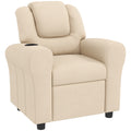 Kids Recliner Chair PU Leather with Adjustable Backrest Footrest and Padded Headrest Beige by HOMCOM