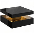 Coffee Table with LED Lighting and Open Storage Shelf for Tidy Living Room High Gloss Black