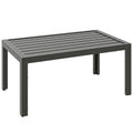 Garden Coffee Table with Quick-Dry Slatted Top for Outdoor Relaxing and Entertaining Grey Outsunny