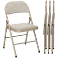 Folding Chairs Set of 4 for Extra Comfortable Seating and Easy Storage Beige AOSOM