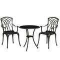 3 Piece Cast Aluminium Garden Dining Set for 2 With Parasol Hole Bronze Tone by Outsunny