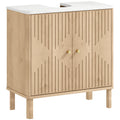 Under Sink Bathroom Cabinet for Pedestal Basin with Storage Shelf Space Oak