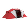 Large Family Tunnel Tent with Two Bedrooms and Living Area for Group Camping Grey and Red