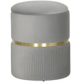 Velvet Feel Storage Ottoman With Hidden Compartment Ideal For Living Room, Light Grey