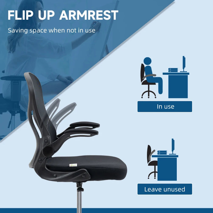Vinsetto Mesh Desk Chair With Flip up Armrests, Black