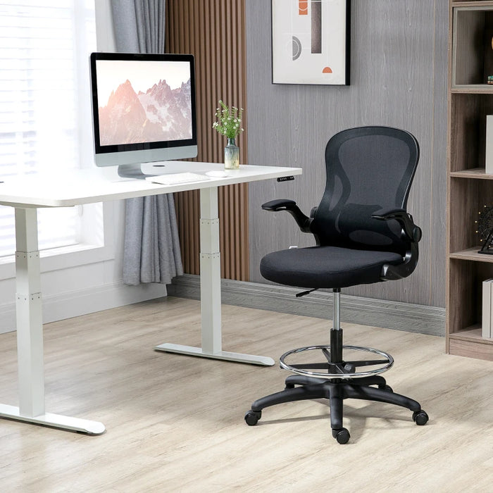 Vinsetto Mesh Desk Chair With Flip up Armrests, Black